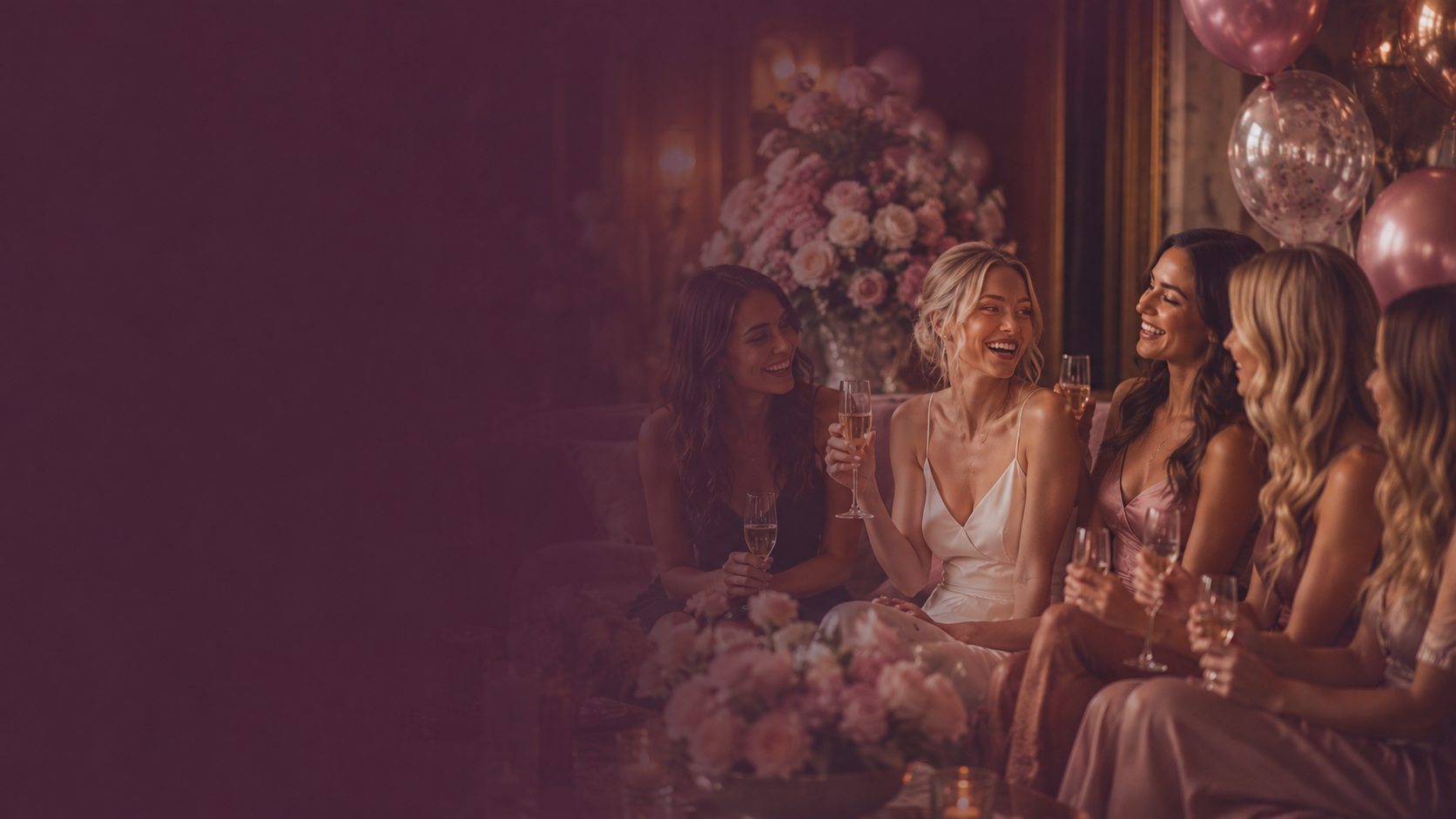 Elegant bachelorette party with champagne and friends