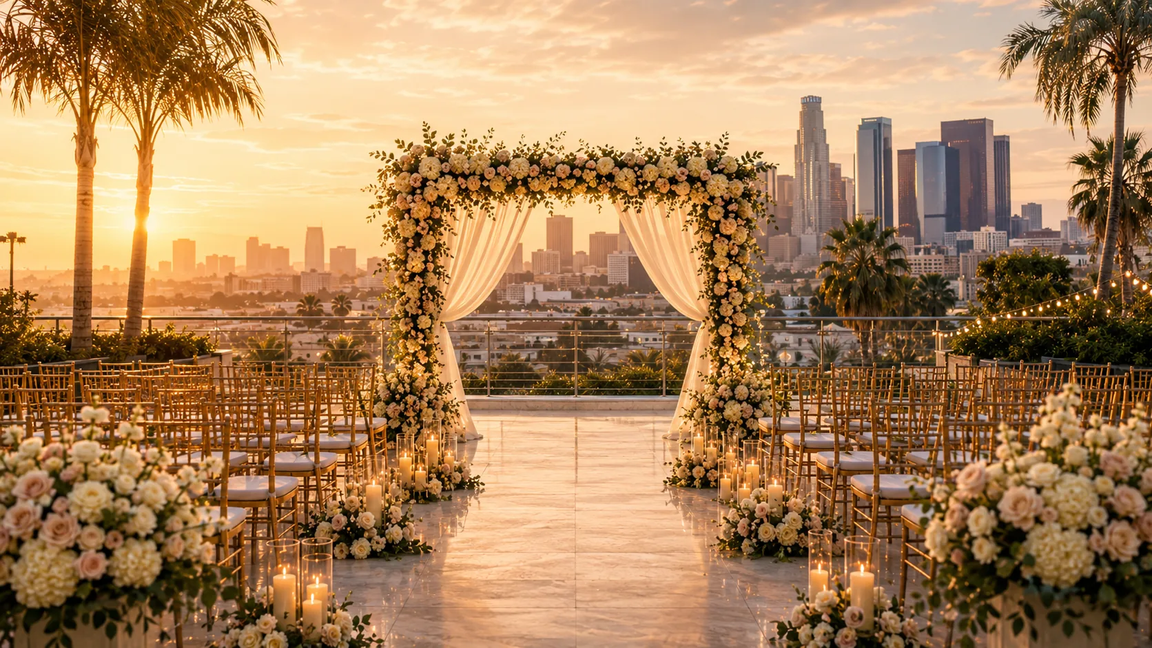 Wedding ceremony setting in Los Angeles, California