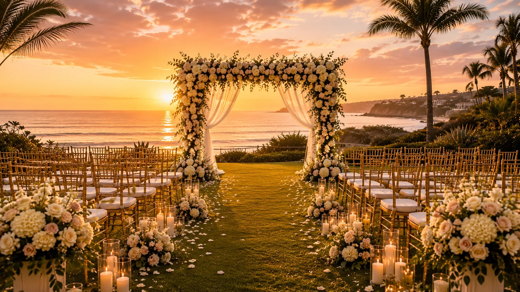Wedding ceremony setting in San Diego, California