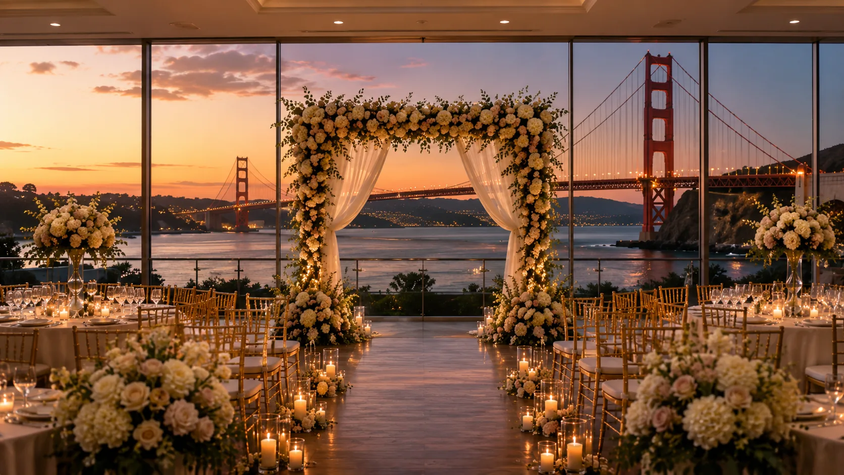 Wedding ceremony setting in San Francisco, California