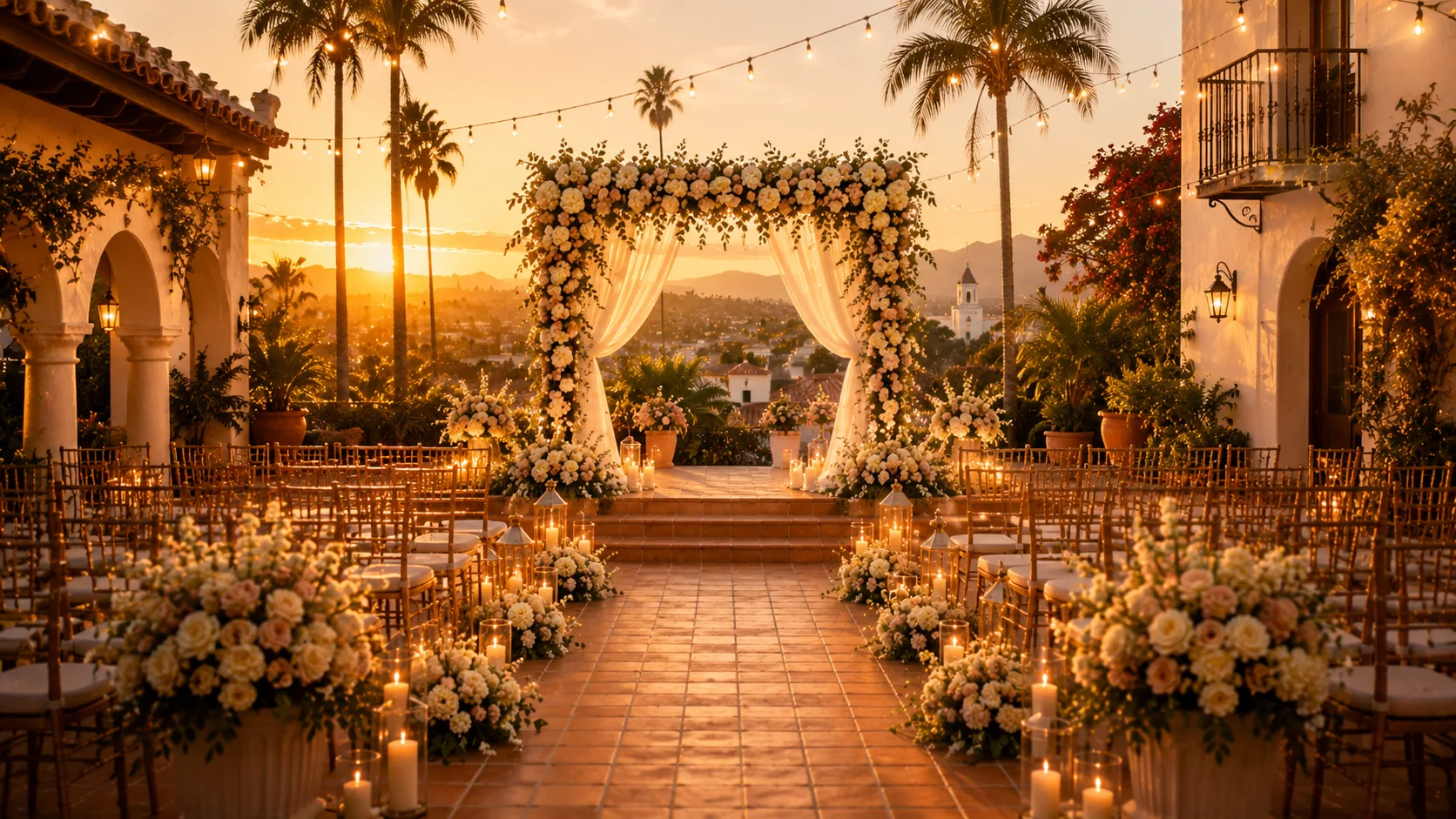 Wedding ceremony setting in Santa Barbara, California