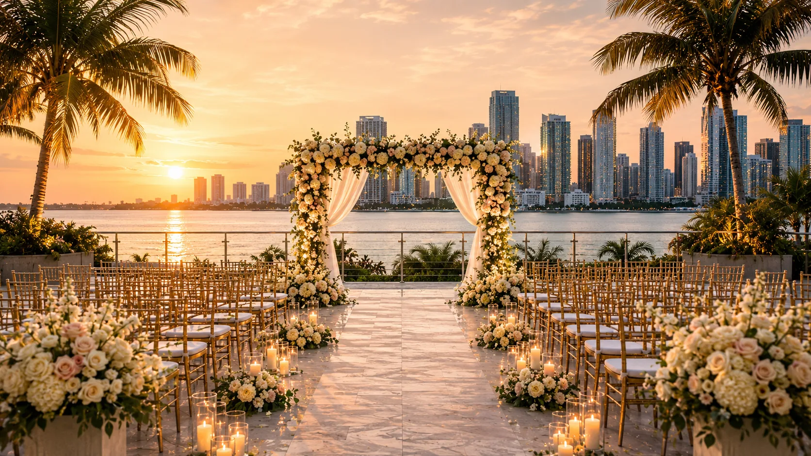 Wedding ceremony setting in Miami, Florida