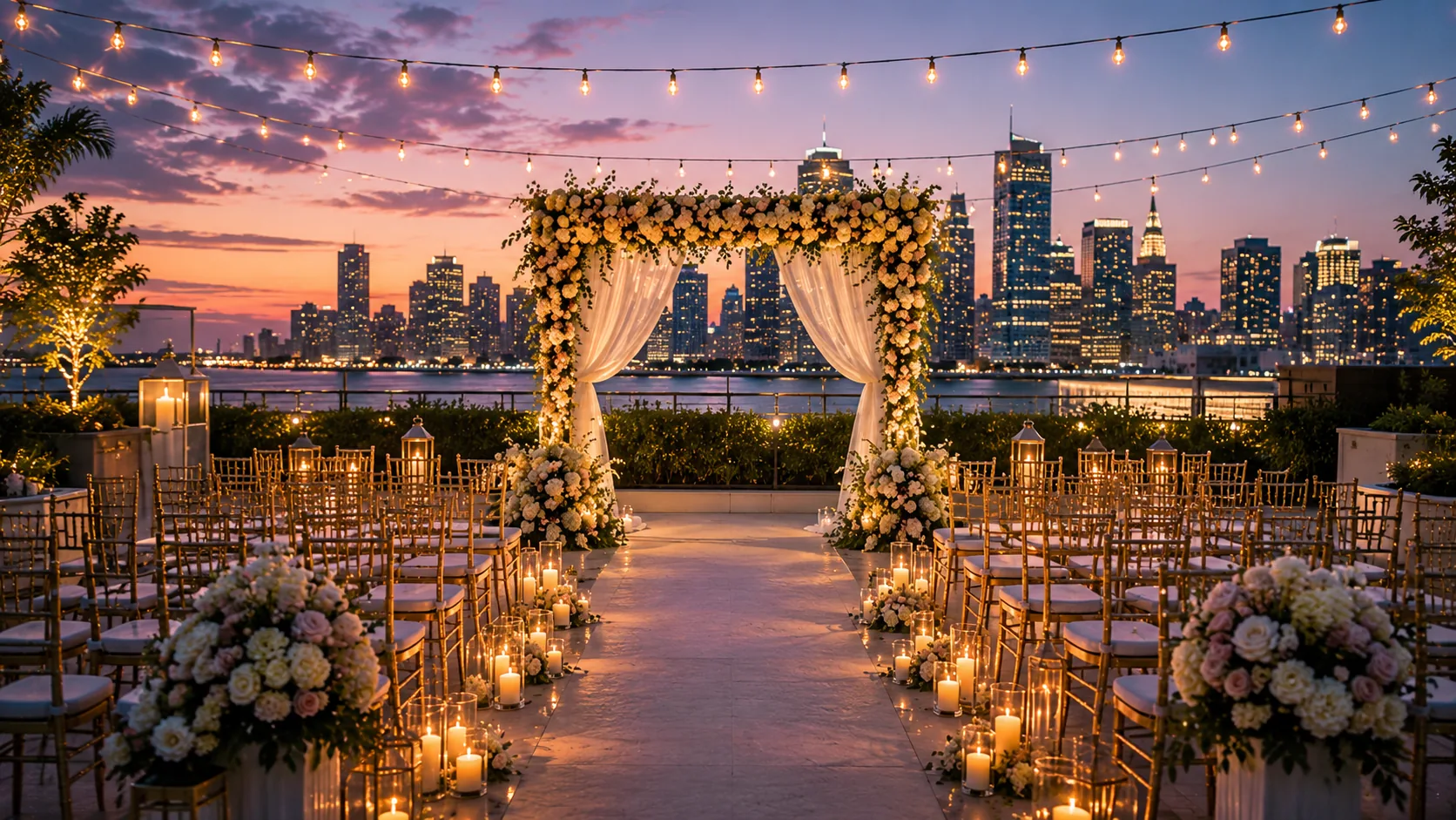 Wedding ceremony setting in New York City, New York