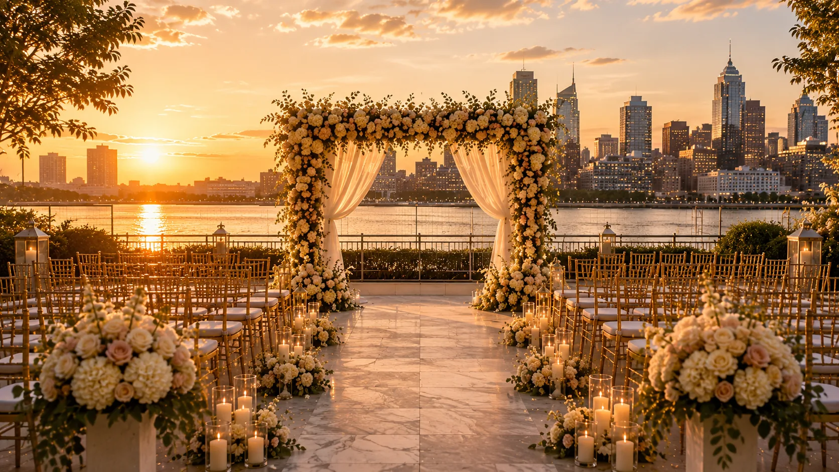 Wedding ceremony setting in Philadelphia, Pennsylvania