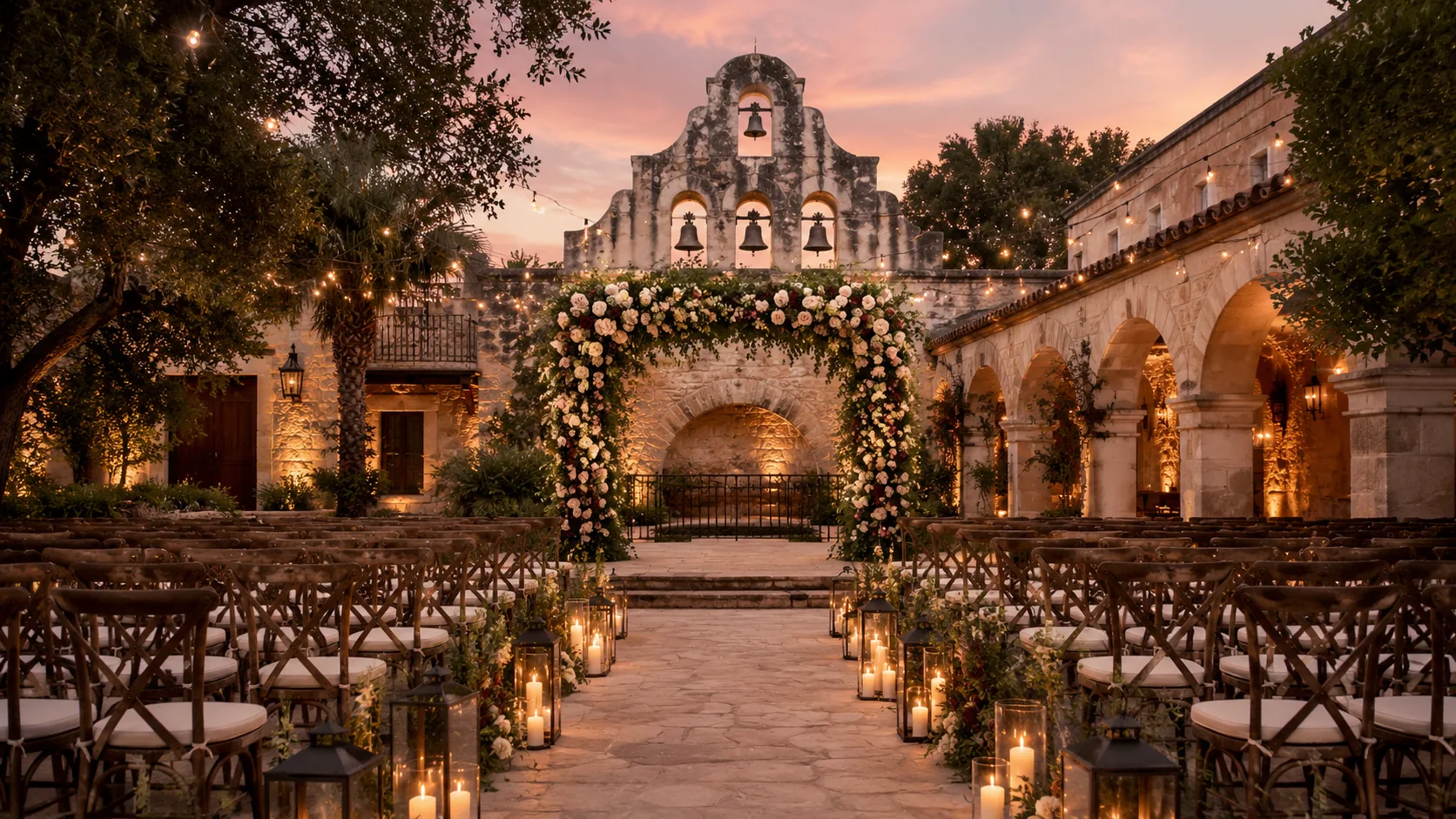 Wedding ceremony setting in San Antonio, Texas